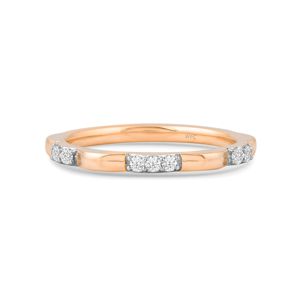 Studded Diamond Station Slim Band with 14KT Rose Gold / Lab / 1/6 Cut Diamond in 14KT Rose Gold / Lab / 1/6 view 1
