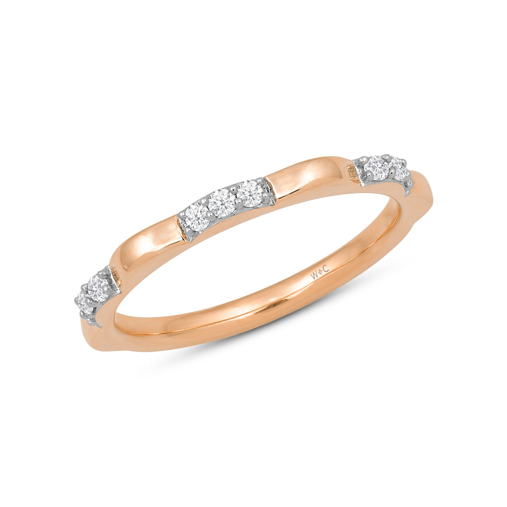 Studded Diamond Station Slim Band with 14KT Rose Gold / Lab / 1/6 Cut Diamond in 14KT Rose Gold / Lab / 1/6 view 3
