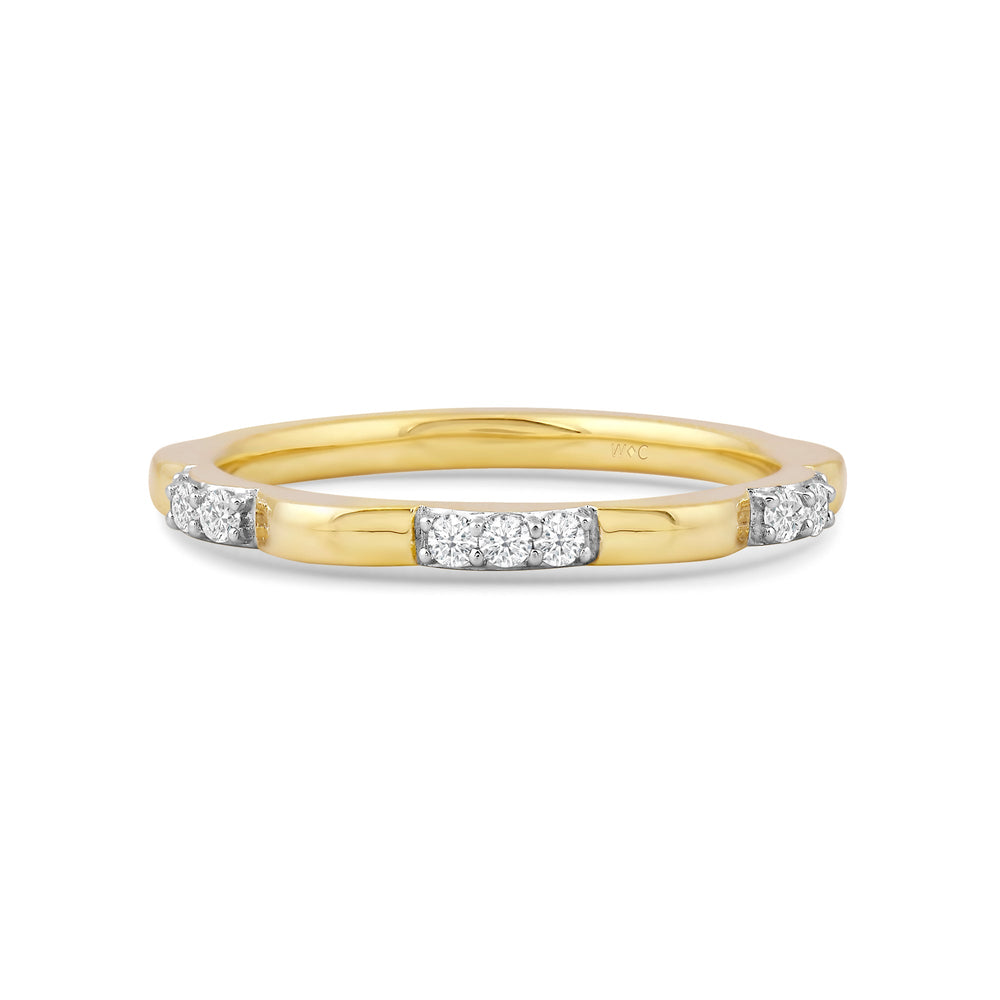 Studded Diamond Station Slim Band with 14KT Yellow Gold / Lab / 1/6 Cut Diamond in 14KT Yellow Gold / Lab / 1/6 view 1
