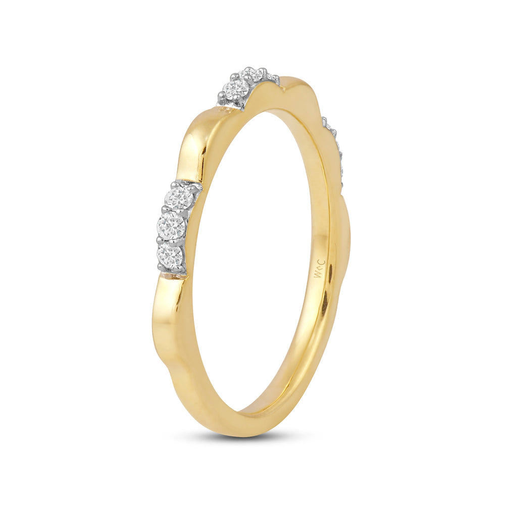 Studded Diamond Station Slim Band with 14KT Yellow Gold / Lab / 1/6 Cut Diamond in 14KT Yellow Gold / Lab / 1/6 view 4
