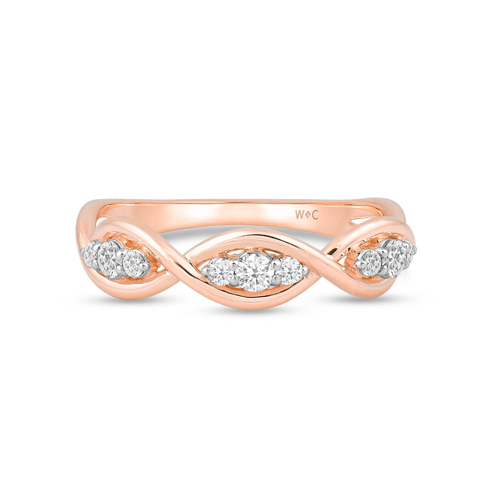 Braided Diamond Fashion Ring with 14KT Rose Gold / Lab / 1/4 Cut Diamond in 14KT Rose Gold / Lab / 1/4 view 1
