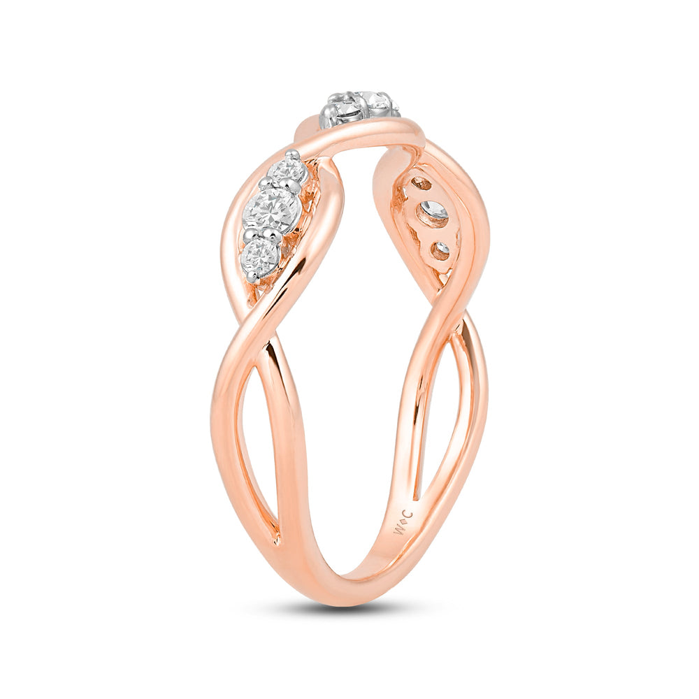 Braided Diamond Fashion Ring with 14KT Rose Gold / Lab / 1/4 Cut Diamond in 14KT Rose Gold / Lab / 1/4 view 4

