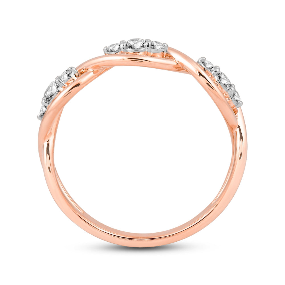 Braided Diamond Fashion Ring with 14KT Rose Gold / Lab / 1/4 Cut Diamond in 14KT Rose Gold / Lab / 1/4 view 2
