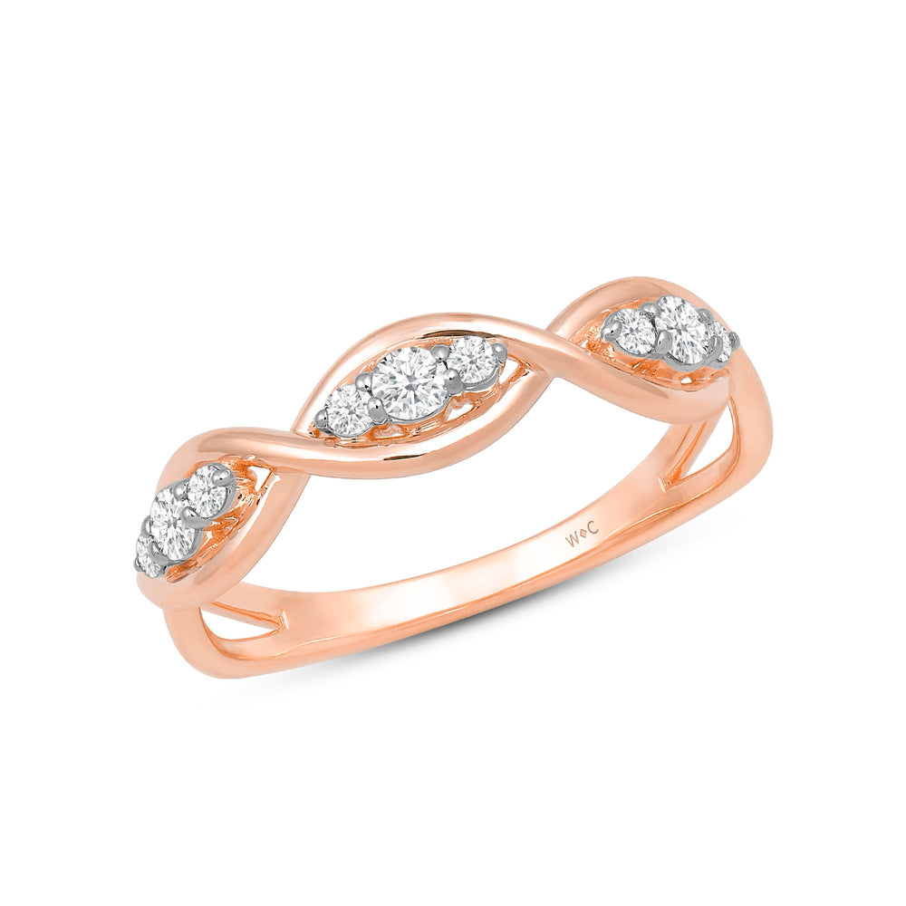 Braided Diamond Fashion Ring with 14KT Rose Gold / Lab / 1/4 Cut Diamond in 14KT Rose Gold / Lab / 1/4 view 3

