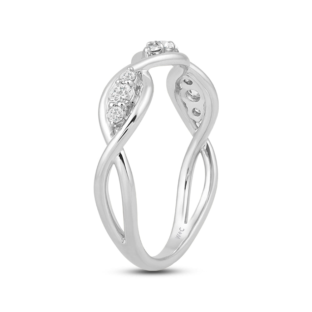 Braided Diamond Fashion Ring with 14KT White Gold / Lab / 1/4 Cut Diamond in 14KT White Gold / Lab / 1/4 view 4
