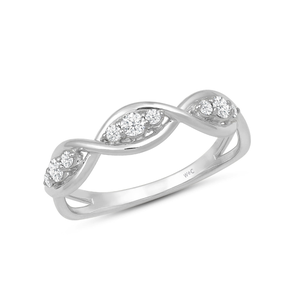 Braided Diamond Fashion Ring with 14KT White Gold / Lab / 1/4 Cut Diamond in 14KT White Gold / Lab / 1/4 view 3

