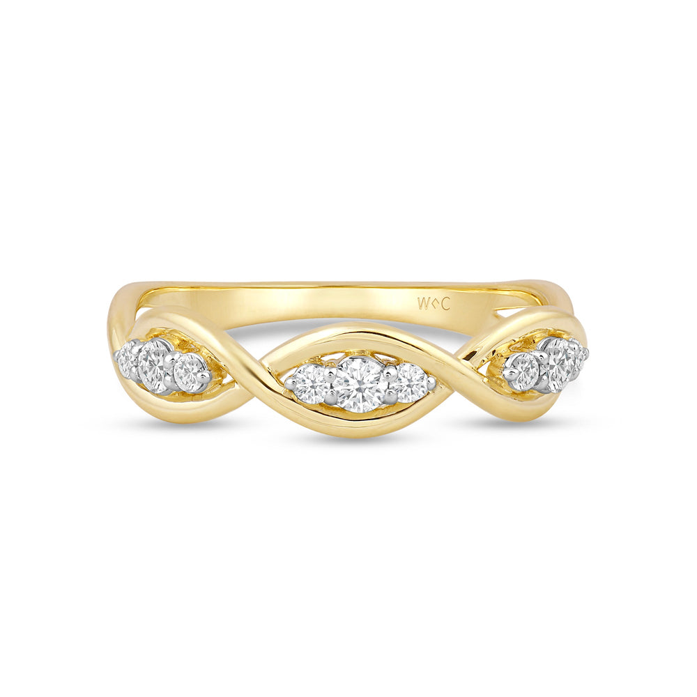 Braided Diamond Fashion Ring with 14KT Yellow Gold / Lab / 1/4 Cut Diamond in 14KT Yellow Gold / Lab / 1/4 view 1
