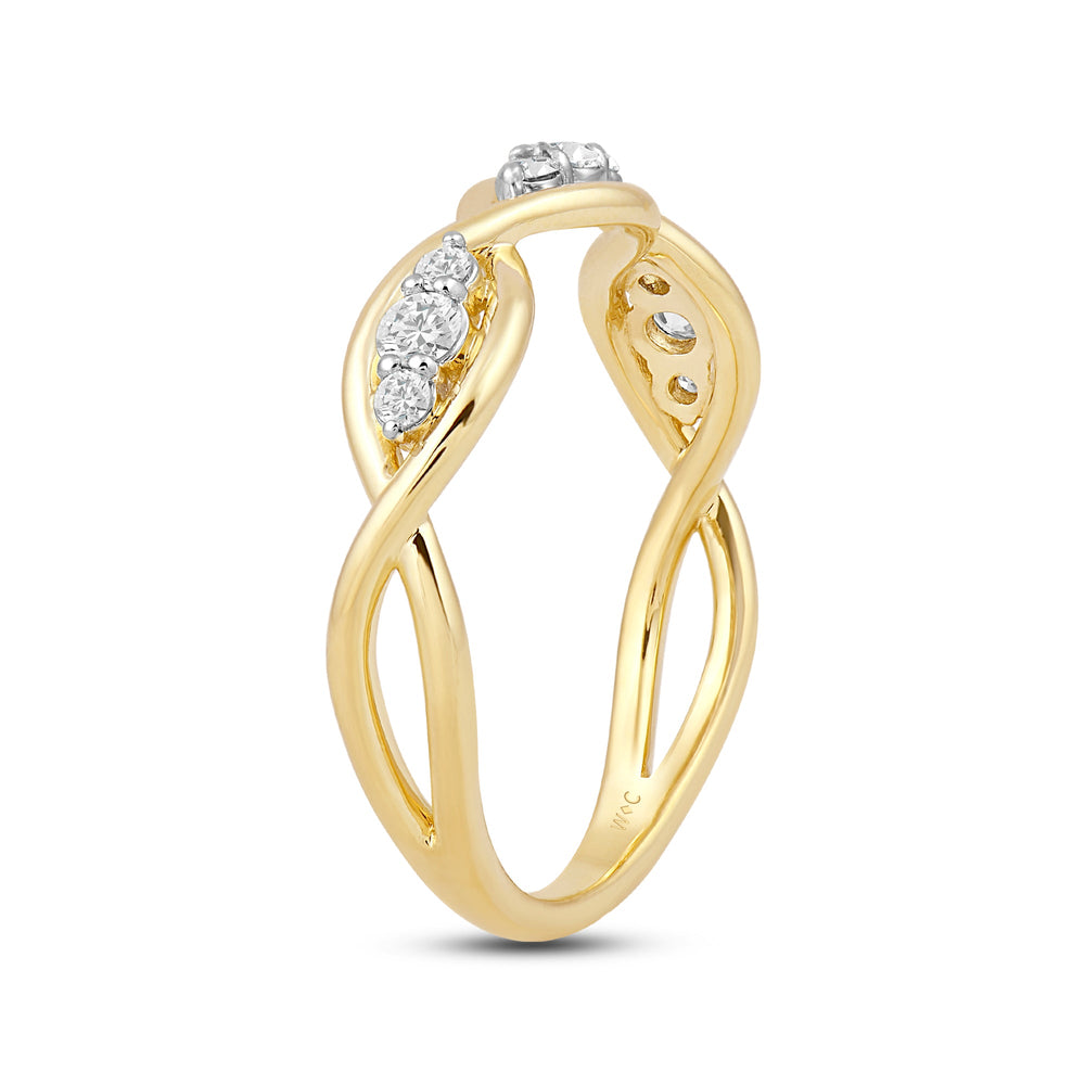 Braided Diamond Fashion Ring with 14KT Yellow Gold / Lab / 1/4 Cut Diamond in 14KT Yellow Gold / Lab / 1/4 view 4
