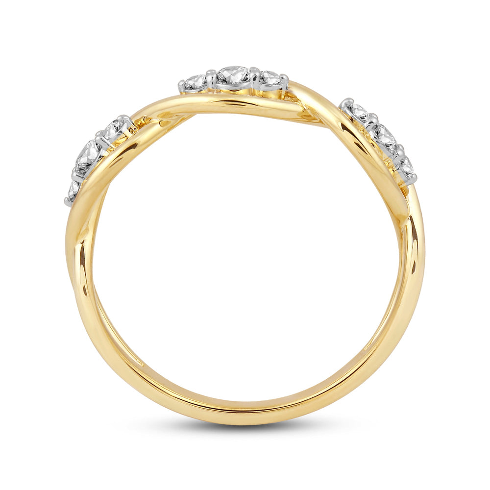 Braided Diamond Fashion Ring with 14KT Yellow Gold / Lab / 1/4 Cut Diamond in 14KT Yellow Gold / Lab / 1/4 view 2

