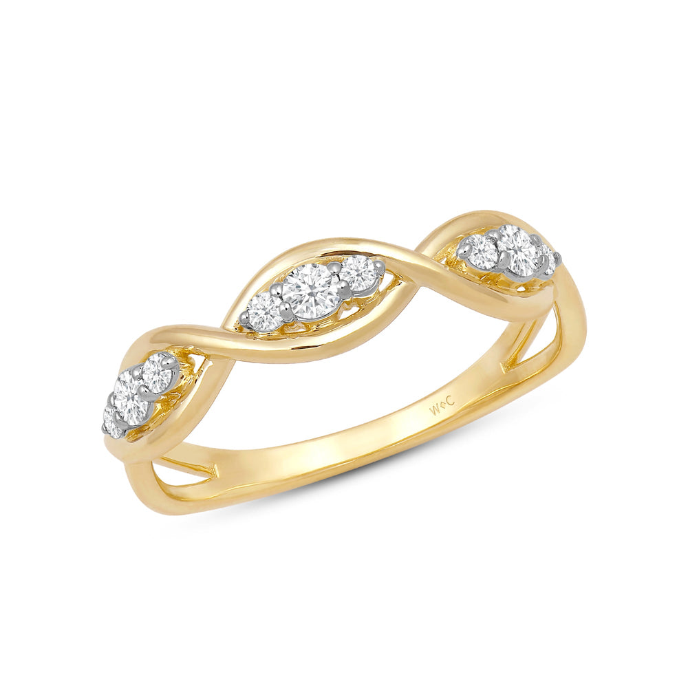 Braided Diamond Fashion Ring with 14KT Yellow Gold / Lab / 1/4 Cut Diamond in 14KT Yellow Gold / Lab / 1/4 view 3
