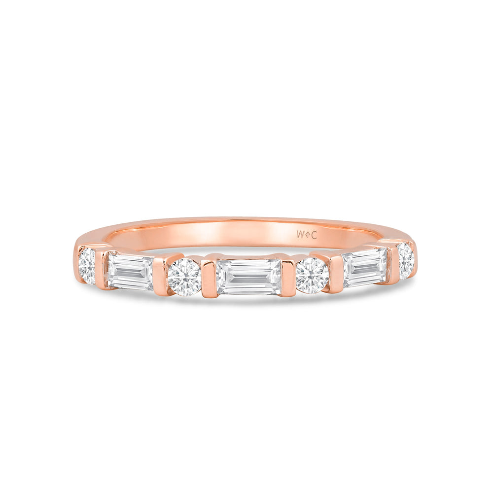 Baguette Bar Set Slim Diamond Fashion Ring with 14KT Rose Gold / Lab / 1/2 Cut Diamond in 14KT Rose Gold / Lab / 1/2 view 1
