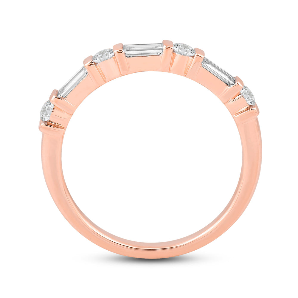Baguette Bar Set Slim Diamond Fashion Ring with 14KT Rose Gold / Lab / 1/2 Cut Diamond in 14KT Rose Gold / Lab / 1/2 view 2
