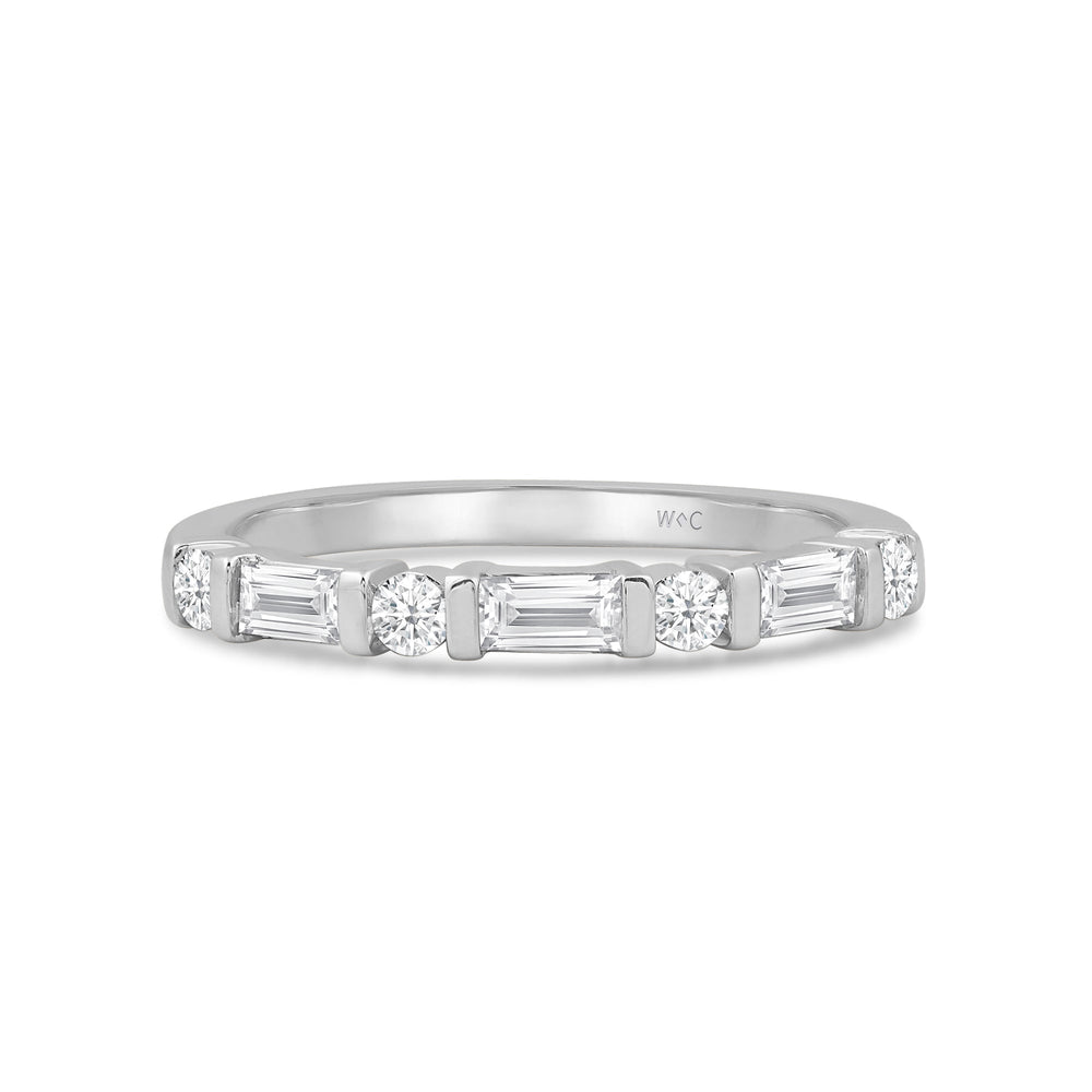 Baguette Bar Set Slim Diamond Fashion Ring with 14KT White Gold / Lab / 1/2 Cut Diamond in 14KT White Gold / Lab / 1/2 view 1
