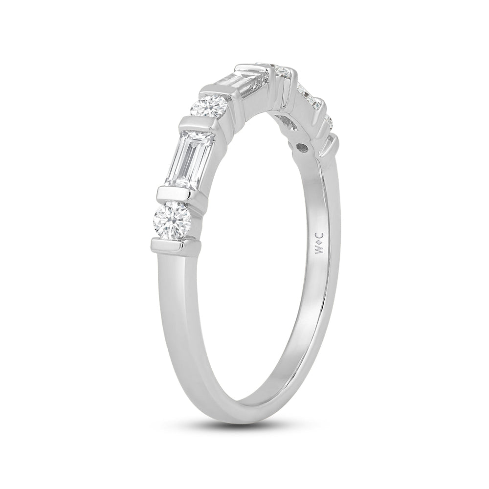 Baguette Bar Set Slim Diamond Fashion Ring with 14KT White Gold / Lab / 1/2 Cut Diamond in 14KT White Gold / Lab / 1/2 view 4
