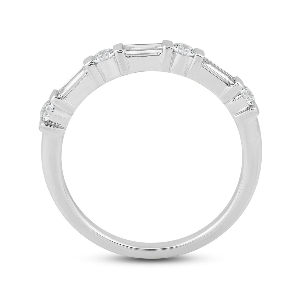 Baguette Bar Set Slim Diamond Fashion Ring with 14KT White Gold / Lab / 1/2 Cut Diamond in 14KT White Gold / Lab / 1/2 view 2
