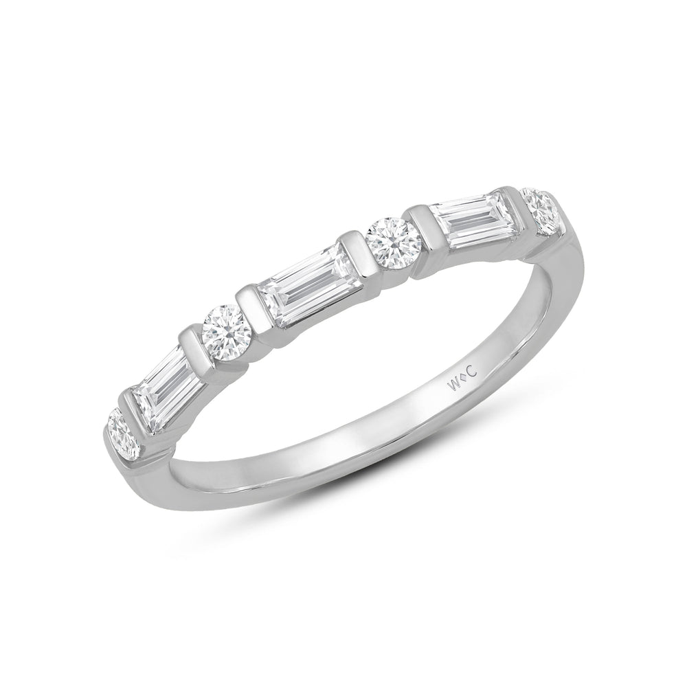 Baguette Bar Set Slim Diamond Fashion Ring with 14KT White Gold / Lab / 1/2 Cut Diamond in 14KT White Gold / Lab / 1/2 view 3
