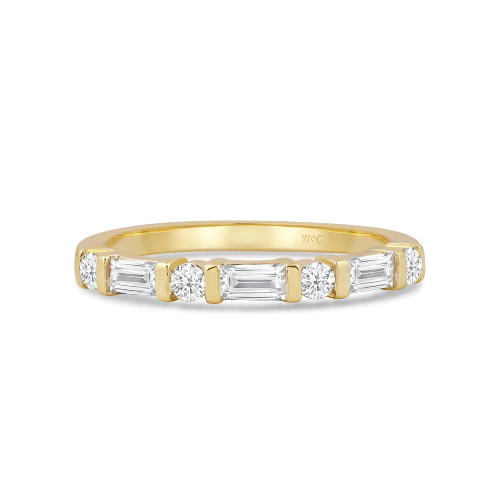 Baguette Bar Set Slim Diamond Fashion Ring with 14KT Yellow Gold / Lab / 1/2 Cut Diamond in 14KT Yellow Gold / Lab / 1/2 view 1
