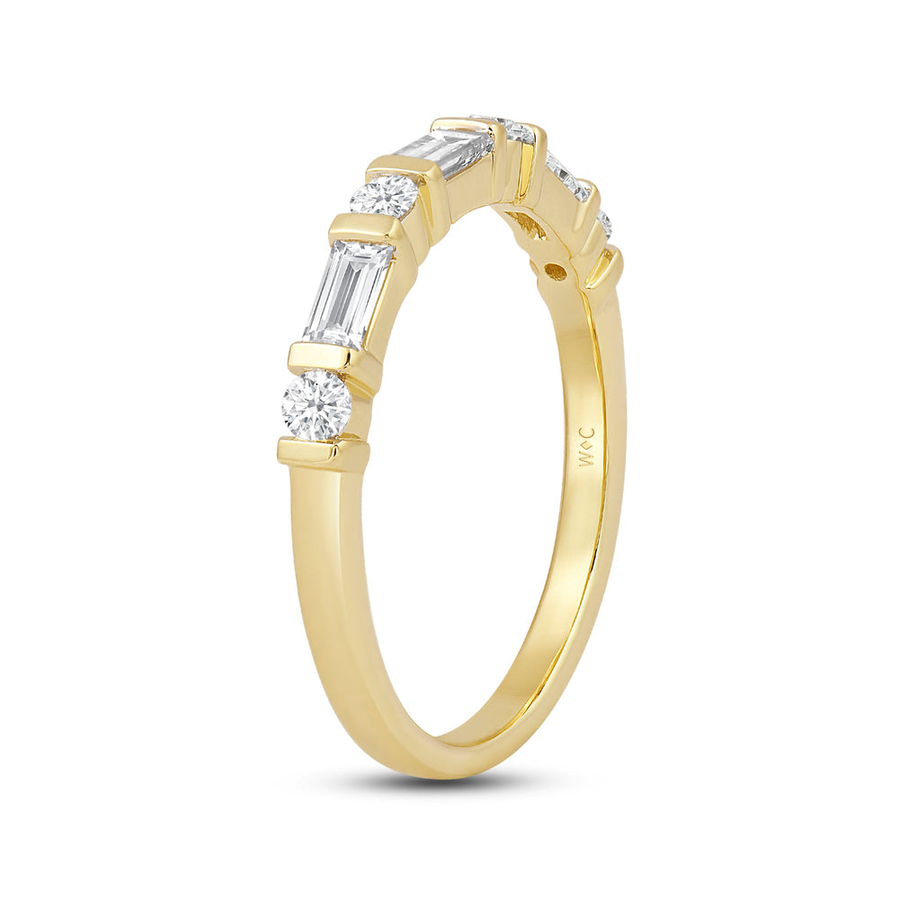 Baguette Bar Set Slim Diamond Fashion Ring with 14KT Yellow Gold / Lab / 1/2 Cut Diamond in 14KT Yellow Gold / Lab / 1/2 view 4
