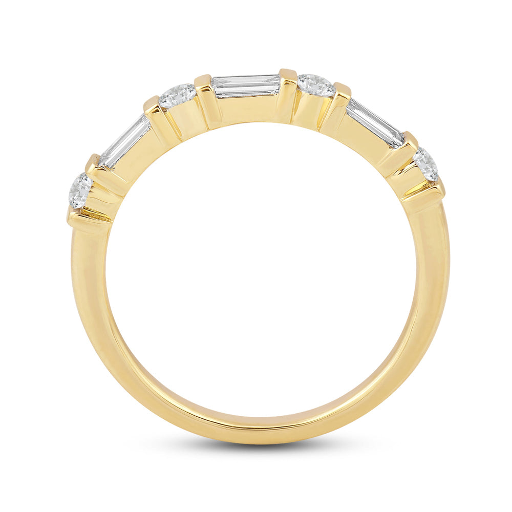 Baguette Bar Set Slim Diamond Fashion Ring with 14KT Yellow Gold / Lab / 1/2 Cut Diamond in 14KT Yellow Gold / Lab / 1/2 view 2
