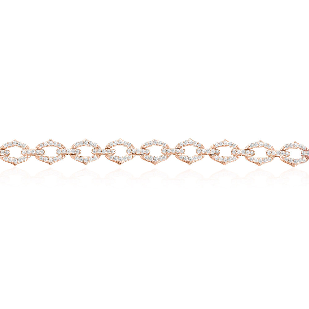 Diamond Studded Linked Bracelet with Lab Cut Diamond in 14KT Rose Gold view 2
