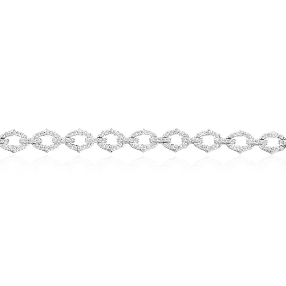 Diamond Studded Linked Bracelet with Lab Cut Diamond in 14KT White Gold view 2
