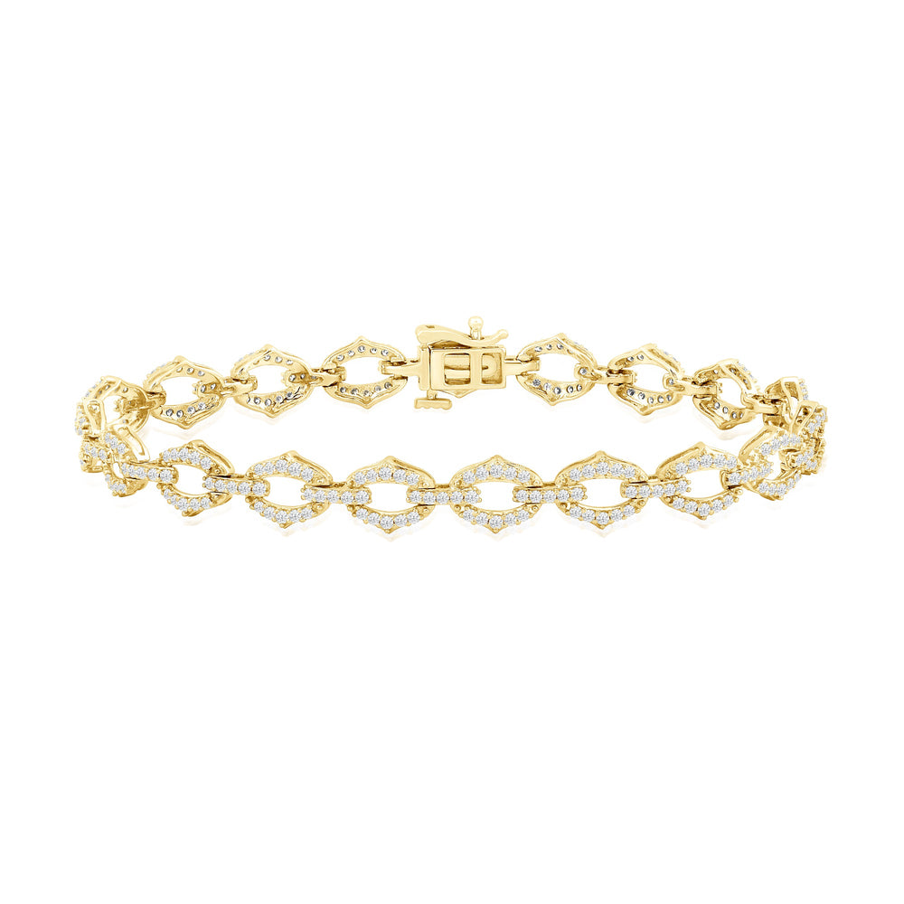 Diamond Studded Linked Bracelet with Lab Cut Diamond in 14KT Yellow Gold view 1
