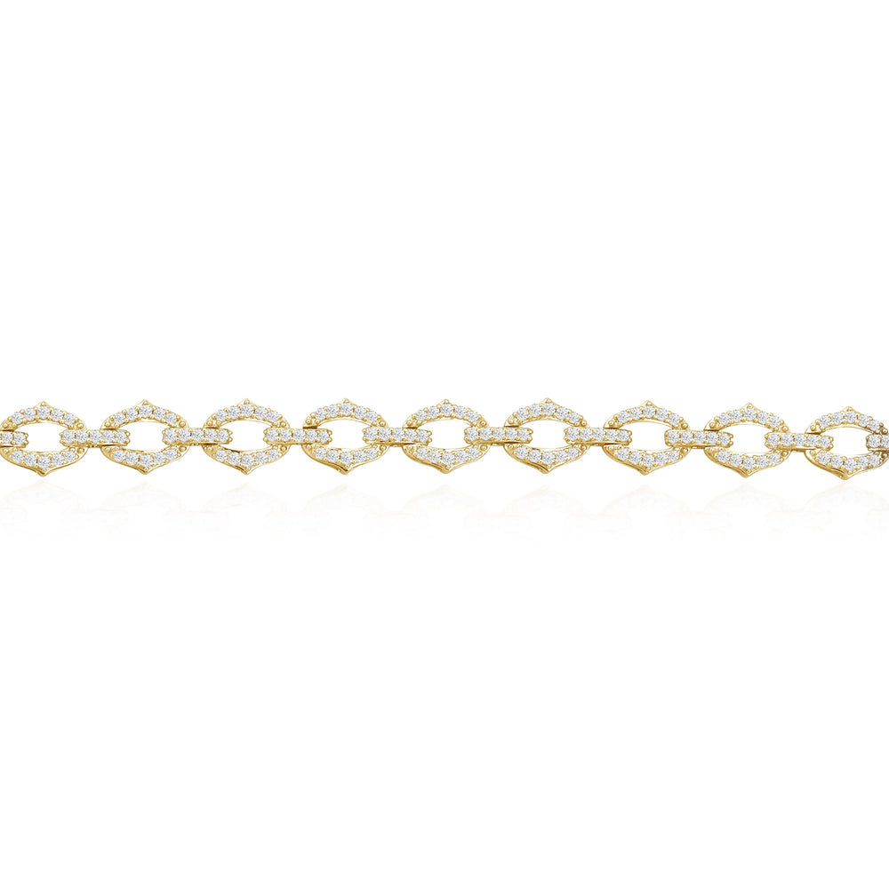 Diamond Studded Linked Bracelet with Lab Cut Diamond in 14KT Yellow Gold view 2
