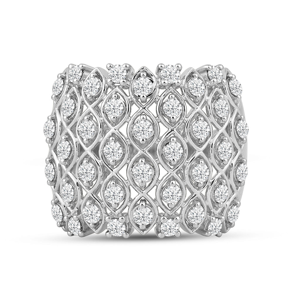 Statement Diamond Broad Ring Size 7 with 14KT White Gold / Lab / 1 1/3 Cut Diamond in 14KT White Gold / Lab / 1 1/3 view 1
