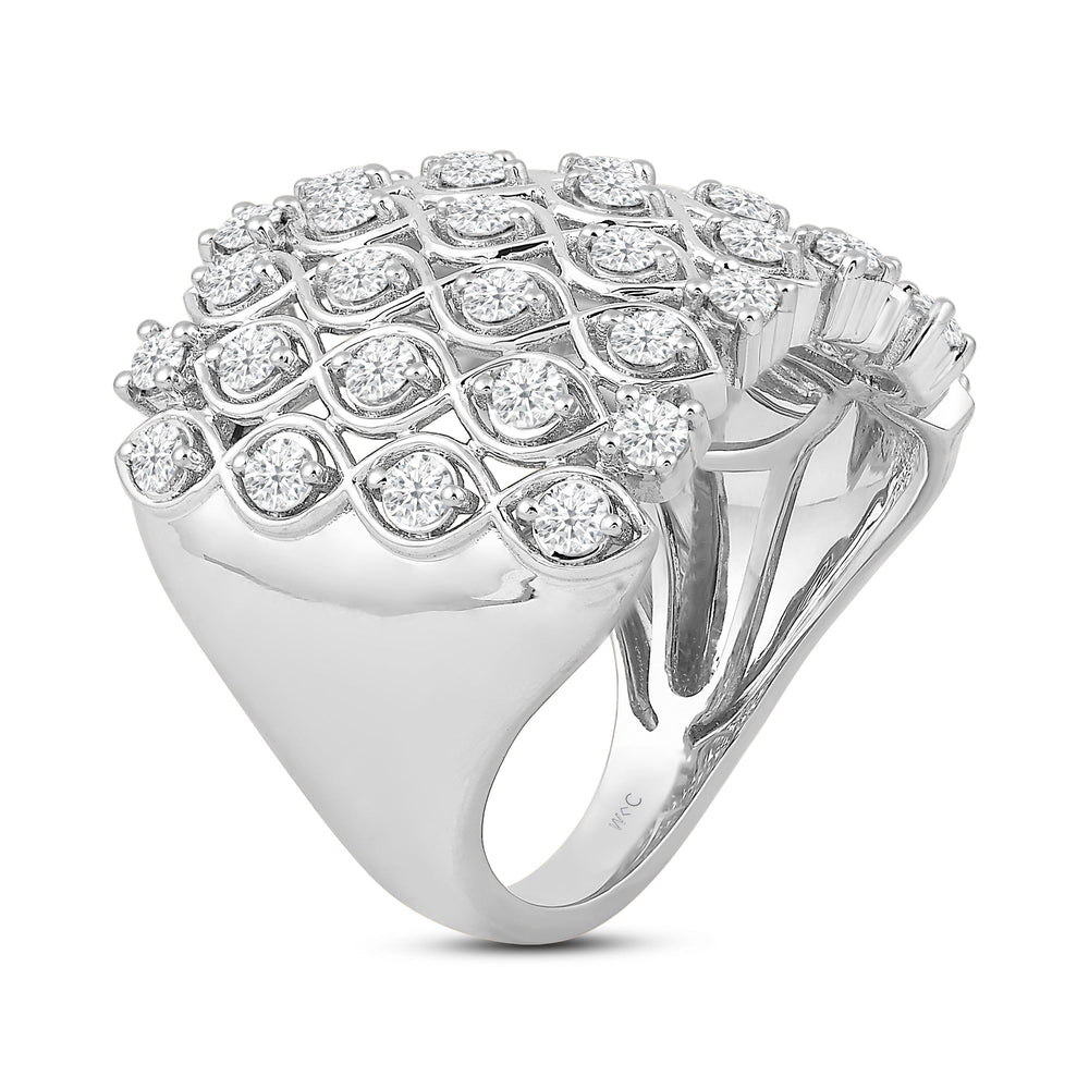 Statement Diamond Broad Ring Size 7 with 14KT White Gold / Lab / 1 1/3 Cut Diamond in 14KT White Gold / Lab / 1 1/3 view 4

