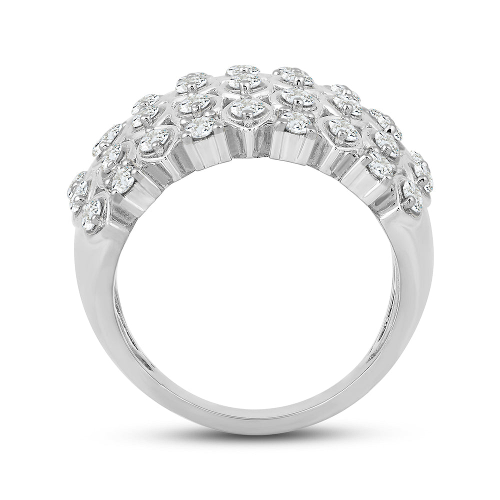 Statement Diamond Broad Ring Size 7 with 14KT White Gold / Lab / 1 1/3 Cut Diamond in 14KT White Gold / Lab / 1 1/3 view 2
