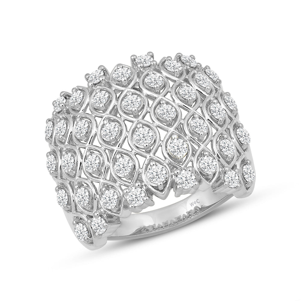 Statement Diamond Broad Ring Size 7 with 14KT White Gold / Lab / 1 1/3 Cut Diamond in 14KT White Gold / Lab / 1 1/3 view 3
