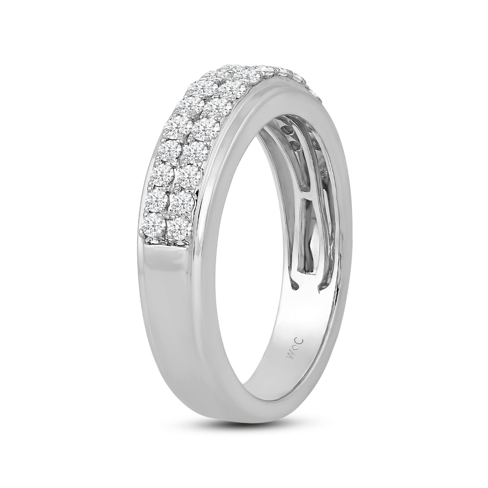 Two Row Pave Classic Diamond Ring with 14KT White Gold / Lab / 1/2 Cut Diamond in 14KT White Gold / Lab / 1/2 view 4
