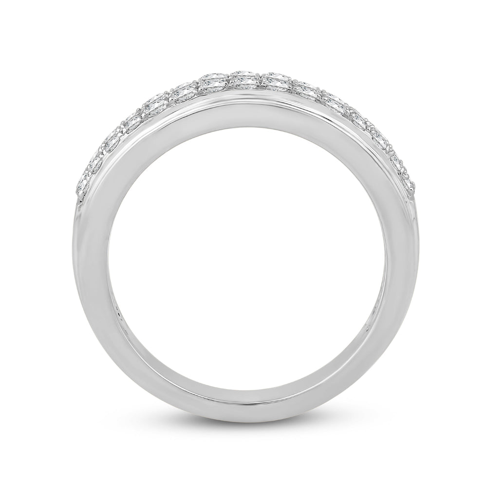 Two Row Pave Classic Diamond Ring with 14KT White Gold / Lab / 1/2 Cut Diamond in 14KT White Gold / Lab / 1/2 view 2
