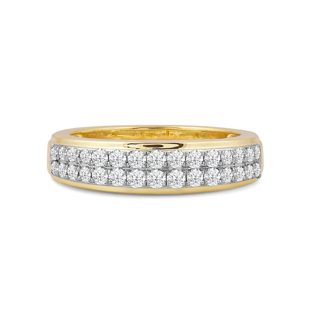 Two Row Pave Classic Diamond Ring with 14KT Yellow Gold / Lab / 1/2 Cut Diamond in 14KT Yellow Gold / Lab / 1/2 view 1
