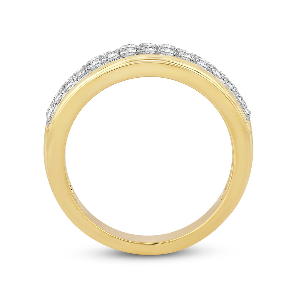 Two Row Pave Classic Diamond Ring with 14KT Yellow Gold / Lab / 1/2 Cut Diamond in 14KT Yellow Gold / Lab / 1/2 view 2
