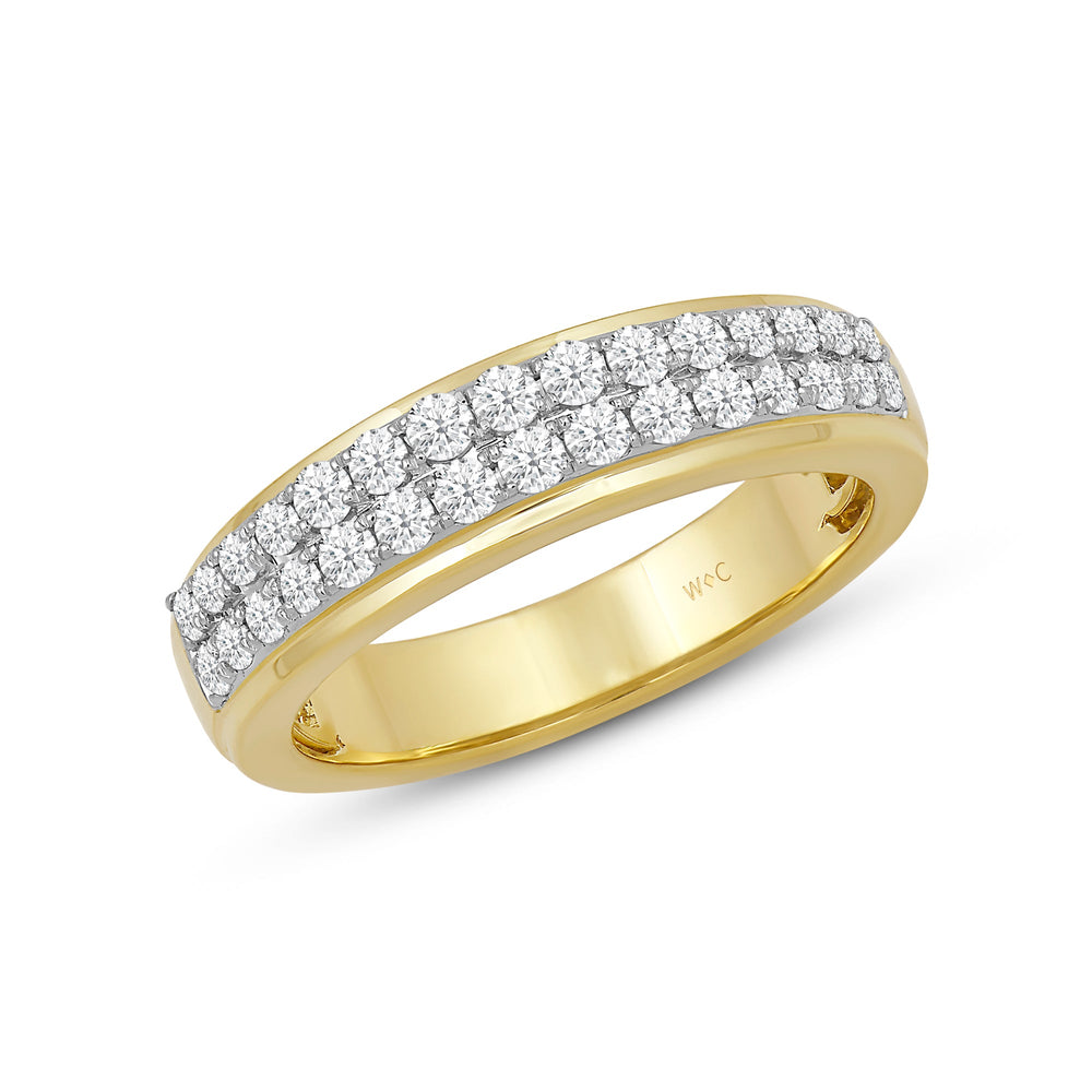 Two Row Pave Classic Diamond Ring with 14KT Yellow Gold / Lab / 1/2 Cut Diamond in 14KT Yellow Gold / Lab / 1/2 view 3

