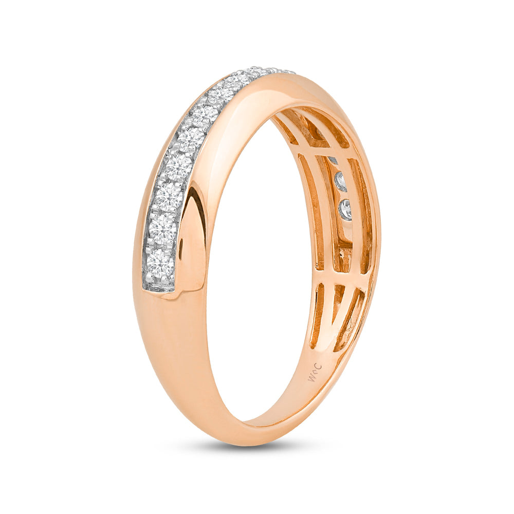 Studded Bevel Edge Diamond Ring with 14KT Rose Gold / Lab / 1/4 Cut Diamond in 14KT Rose Gold / Lab / 1/4 view 4
