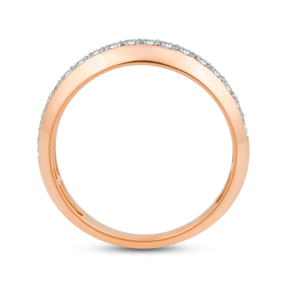 Studded Bevel Edge Diamond Ring with 14KT Rose Gold / Lab / 1/4 Cut Diamond in 14KT Rose Gold / Lab / 1/4 view 2
