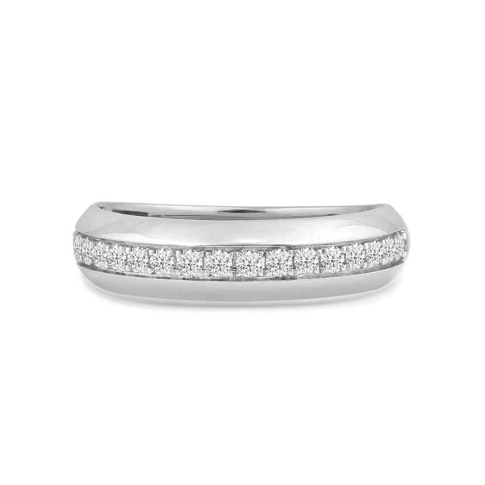 Studded Bevel Edge Diamond Ring with 14KT White Gold / Lab / 1/4 Cut Diamond in 14KT White Gold / Lab / 1/4 view 1
