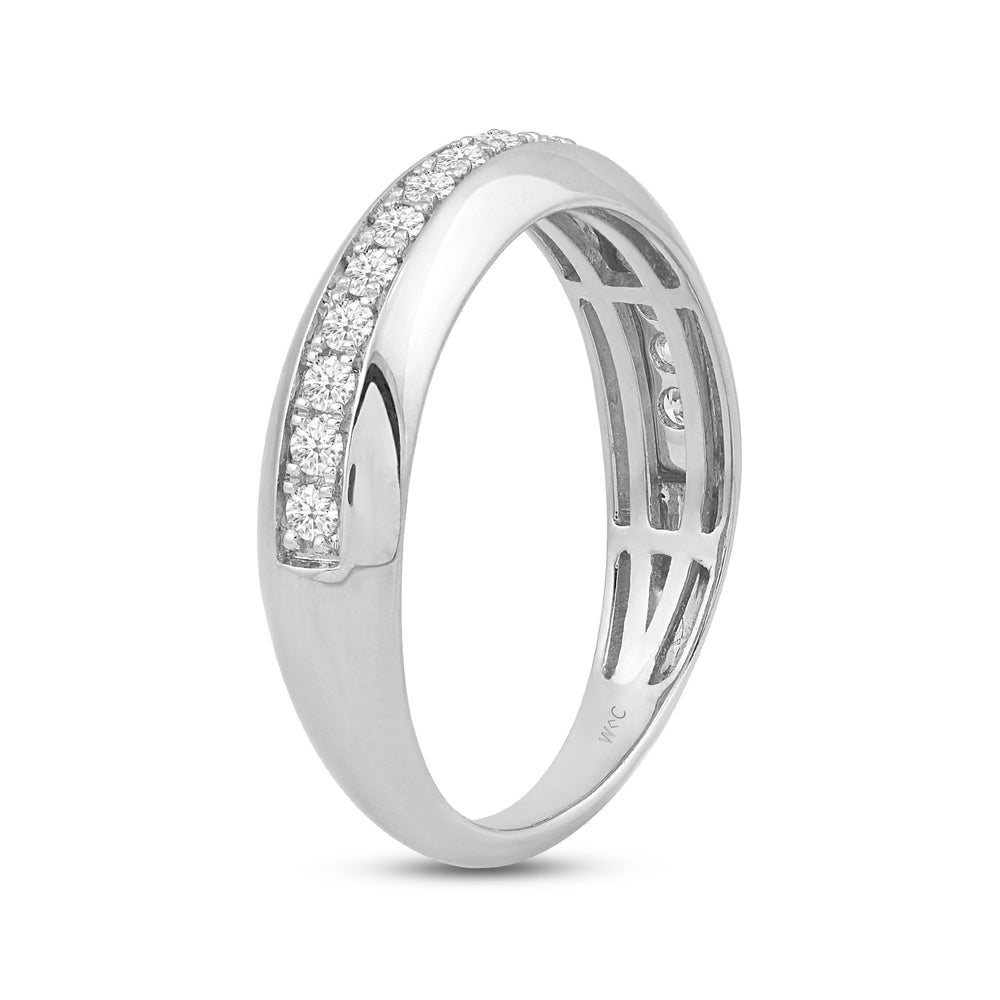 Studded Bevel Edge Diamond Ring with 14KT White Gold / Lab / 1/4 Cut Diamond in 14KT White Gold / Lab / 1/4 view 4
