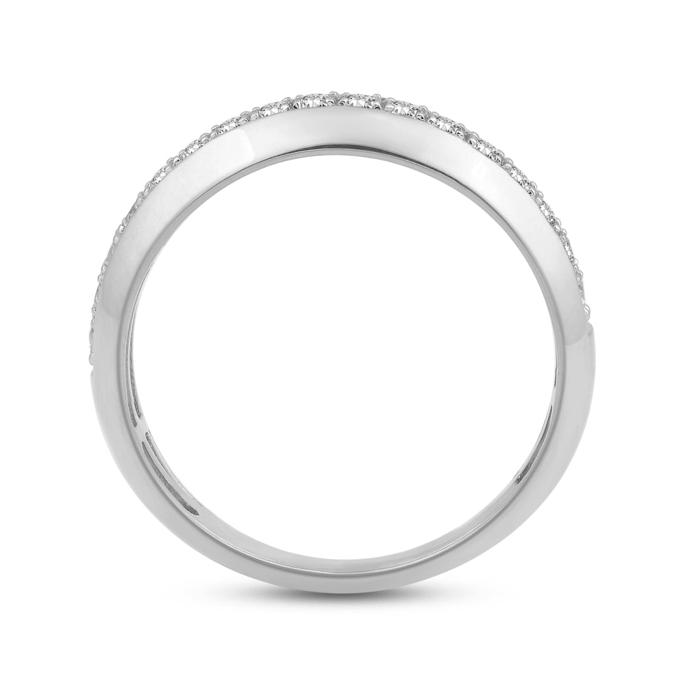 Studded Bevel Edge Diamond Ring with 14KT White Gold / Lab / 1/4 Cut Diamond in 14KT White Gold / Lab / 1/4 view 2
