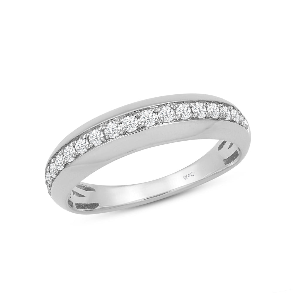 Studded Bevel Edge Diamond Ring with 14KT White Gold / Lab / 1/4 Cut Diamond in 14KT White Gold / Lab / 1/4 view 3
