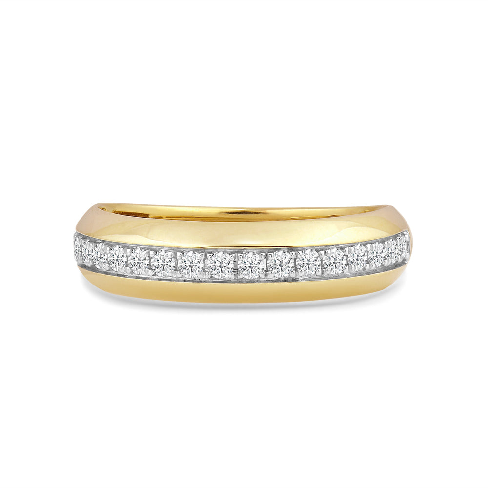 Studded Bevel Edge Diamond Ring with 14KT Yellow Gold / Lab / 1/4 Cut Diamond in 14KT Yellow Gold / Lab / 1/4 view 1

