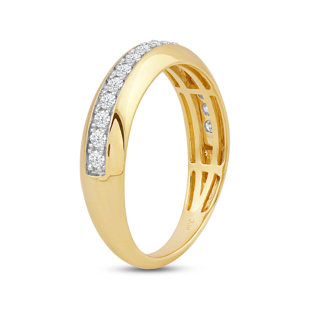 Studded Bevel Edge Diamond Ring with 14KT Yellow Gold / Lab / 1/4 Cut Diamond in 14KT Yellow Gold / Lab / 1/4 view 4
