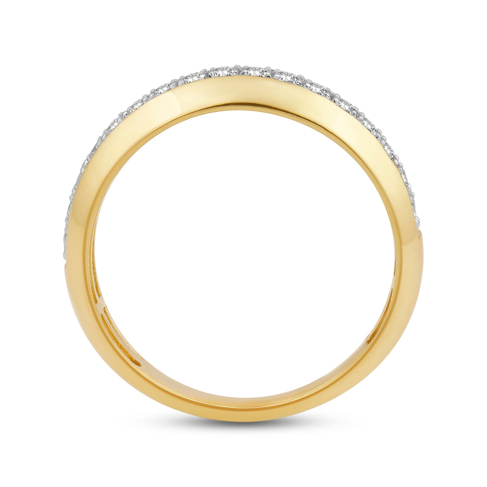 Studded Bevel Edge Diamond Ring with 14KT Yellow Gold / Lab / 1/4 Cut Diamond in 14KT Yellow Gold / Lab / 1/4 view 2
