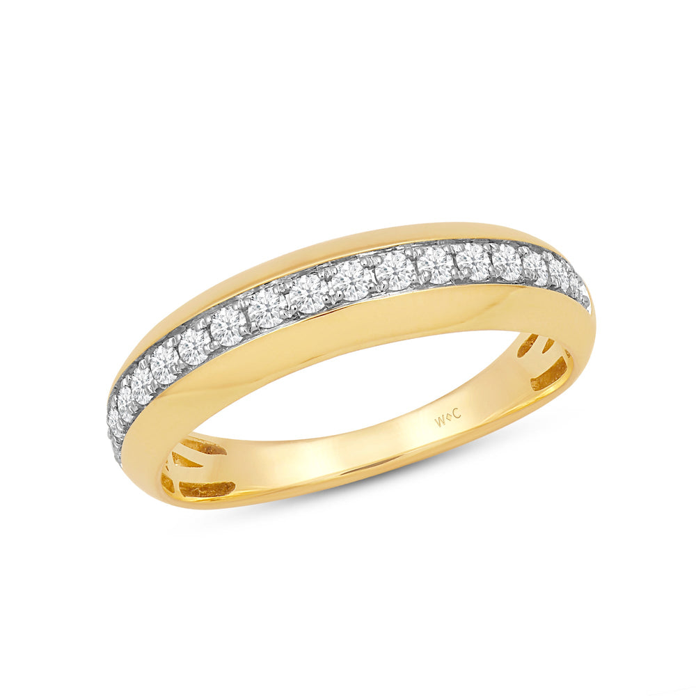 Studded Bevel Edge Diamond Ring with 14KT Yellow Gold / Lab / 1/4 Cut Diamond in 14KT Yellow Gold / Lab / 1/4 view 3
