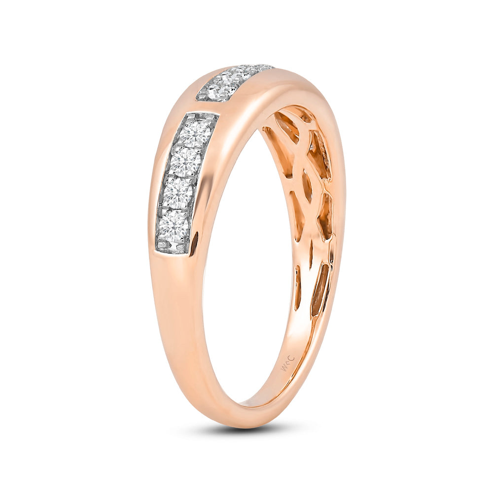 Waves Studded Diamond Fashion Ring with 14KT Rose Gold / Lab / 1/4 Cut Diamond in 14KT Rose Gold / Lab / 1/4 view 4
