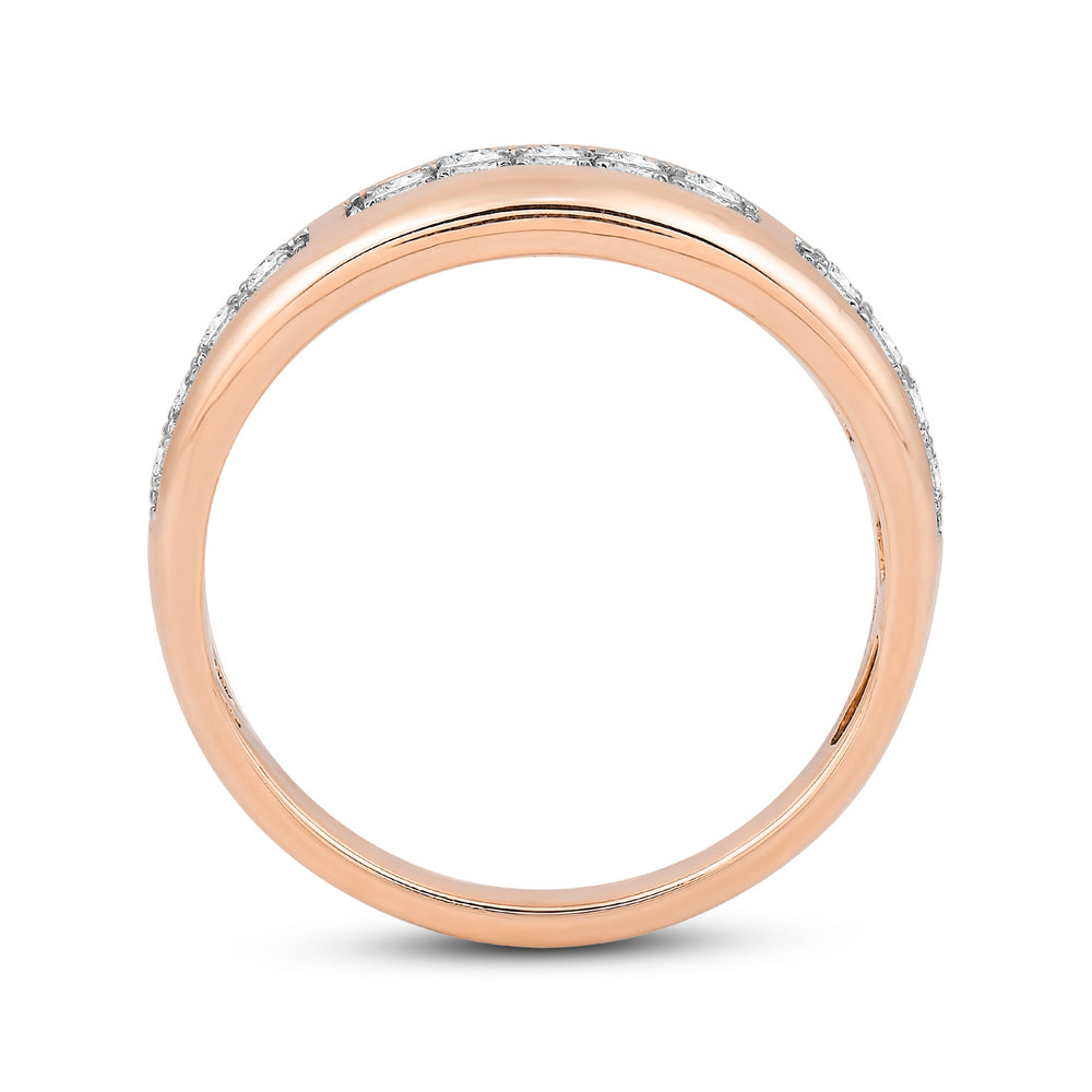 Waves Studded Diamond Fashion Ring with 14KT Rose Gold / Lab / 1/4 Cut Diamond in 14KT Rose Gold / Lab / 1/4 view 2

