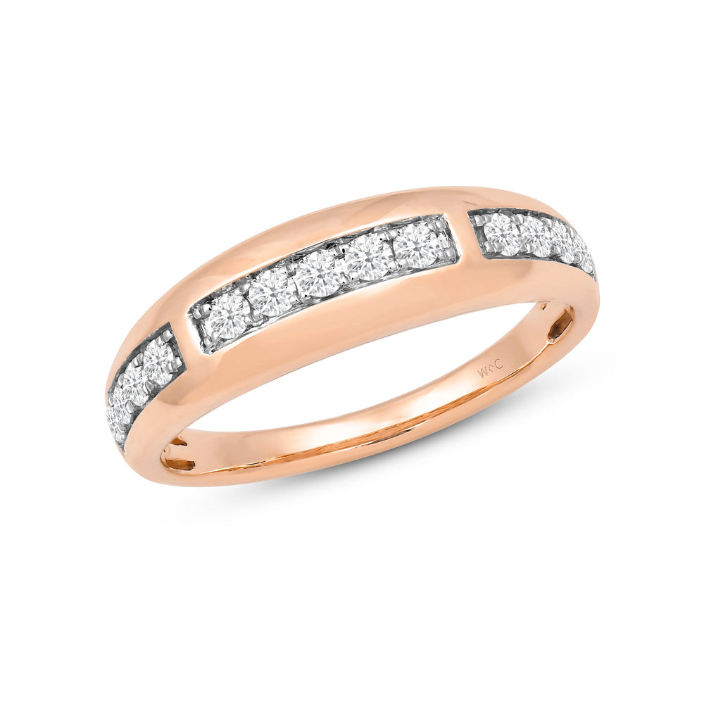 Waves Studded Diamond Fashion Ring with 14KT Rose Gold / Lab / 1/4 Cut Diamond in 14KT Rose Gold / Lab / 1/4 view 3
