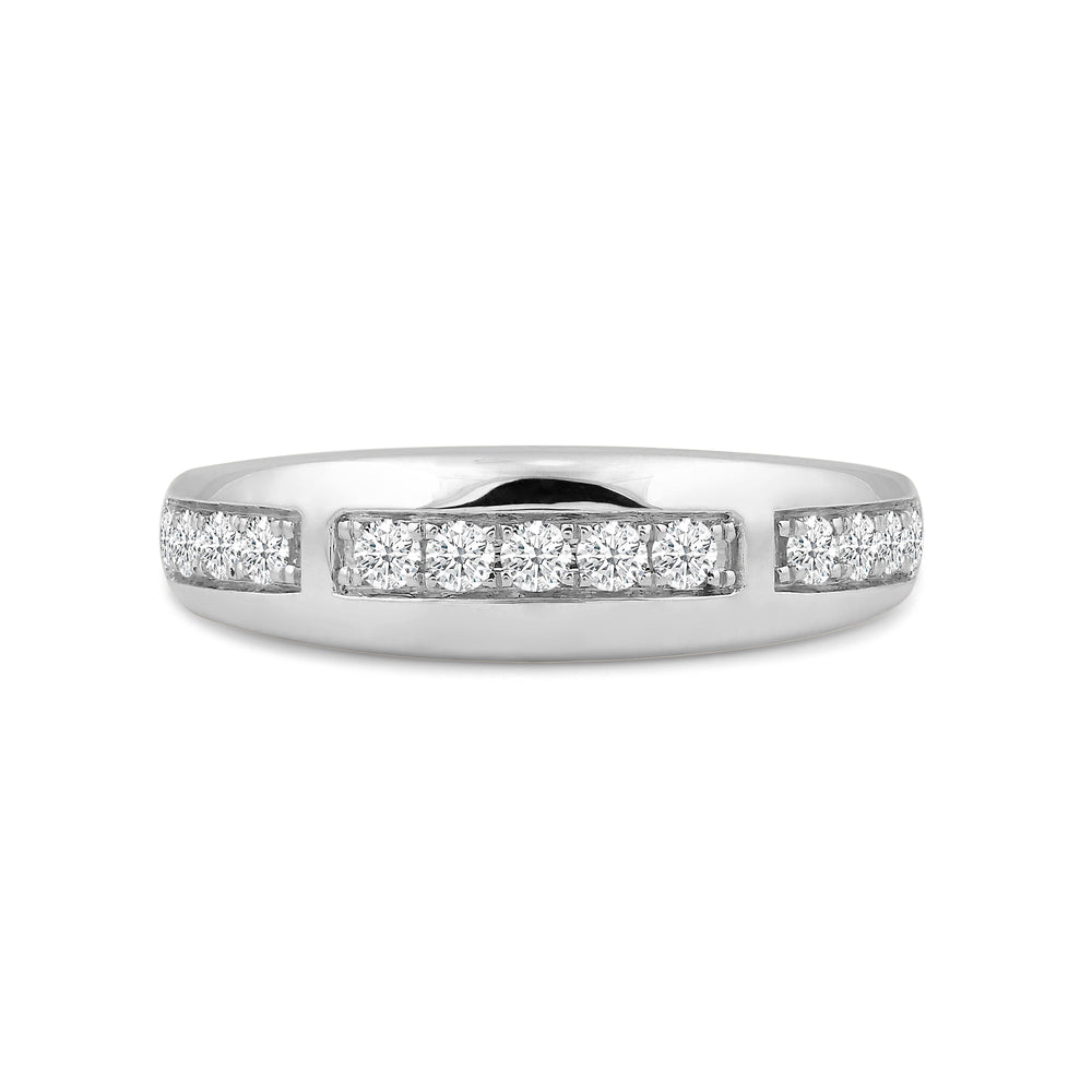 Waves Studded Diamond Fashion Ring with 14KT White Gold / Lab / 1/4 Cut Diamond in 14KT White Gold / Lab / 1/4 view 1
